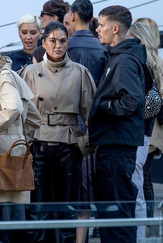 Romeo Beckham and Kim Turnbull at the Burberry Show SS27, Chelsea College of Arts