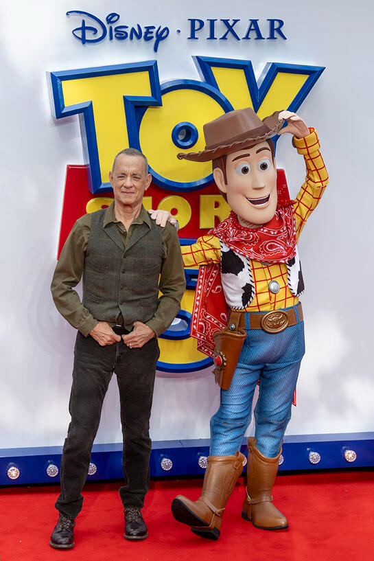 Tom Hanks and Woody attend the Toy Story 5 UK Launch Event